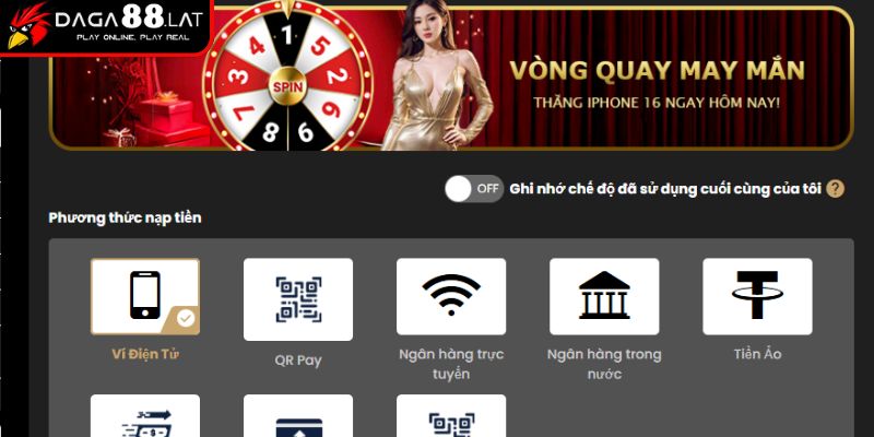 Điều kiện cho thành viên thực hiện nạp tiền vào DAGA88
Điều kiện cho thành viên thực hiện nạp tiền vào DAGA88
